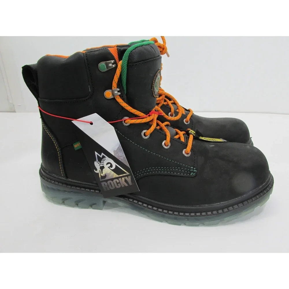 Rocky WorkSmart Waterproof Safety Steel Toe Black Boot Mens Size 11M
